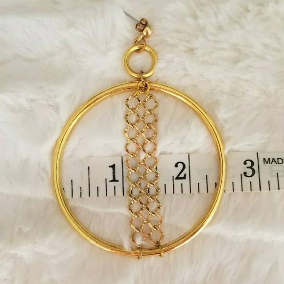VANESSA MOONEY // ltd ed gold drop hoop chain detail earrings